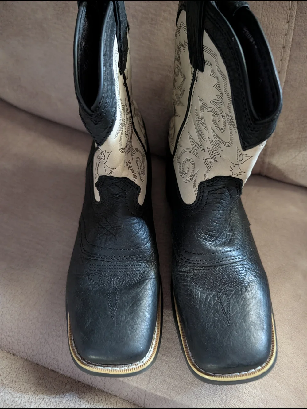 Durango Black and Cream Kids Western Boots